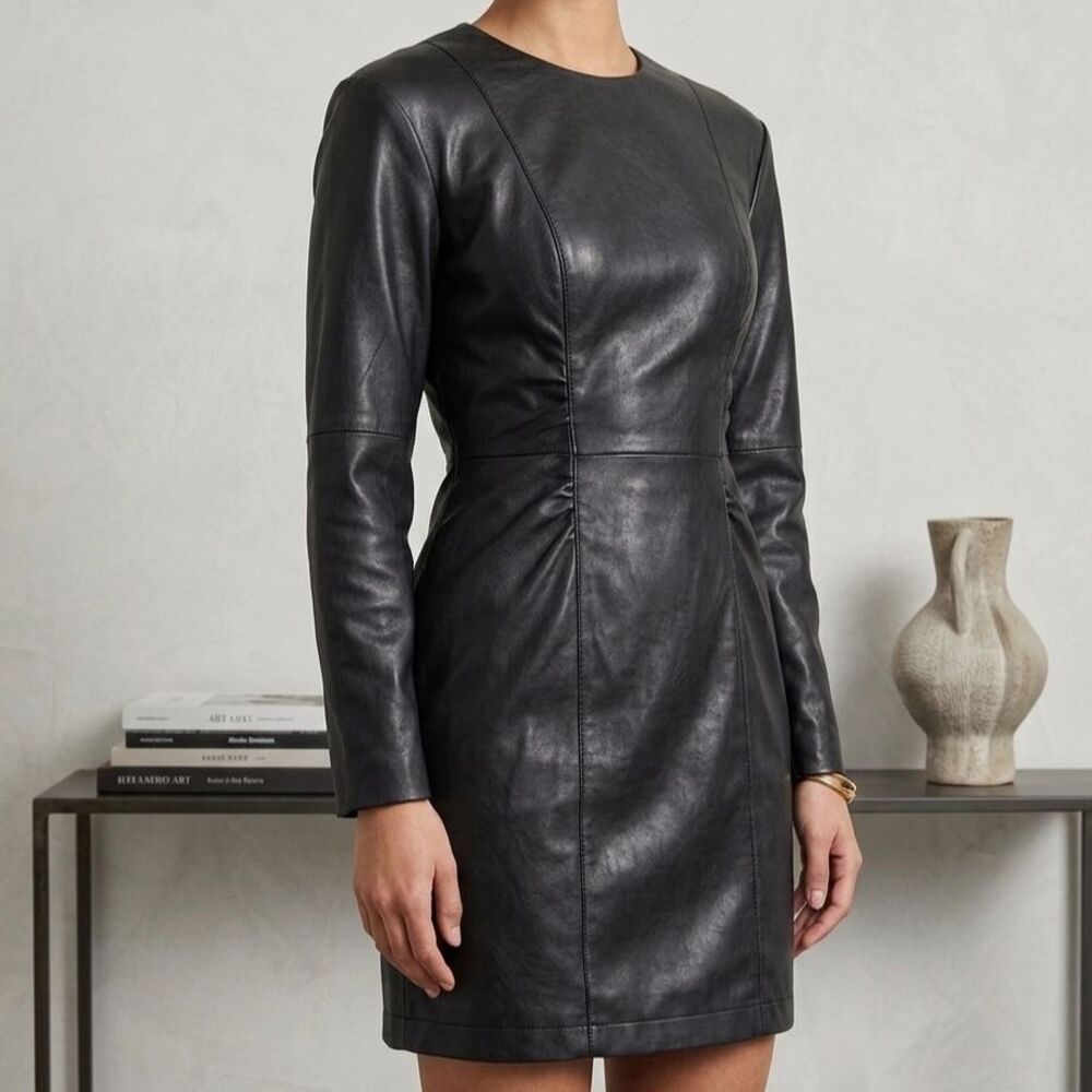 Ronny Kobo RBlack Vegan Faux Leather Dress 2 Womens Mini Cocktail Goth Moto